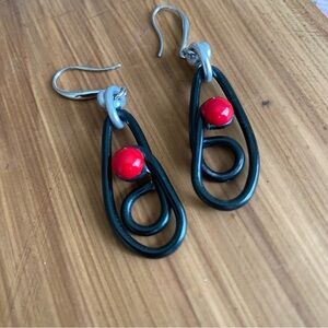 Artsy Black and Red Dangle Earrings
